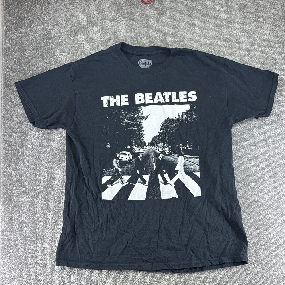 Hybrid Apparel The Beatles Short Sleeve Shirt Black Abbey Road Womens L